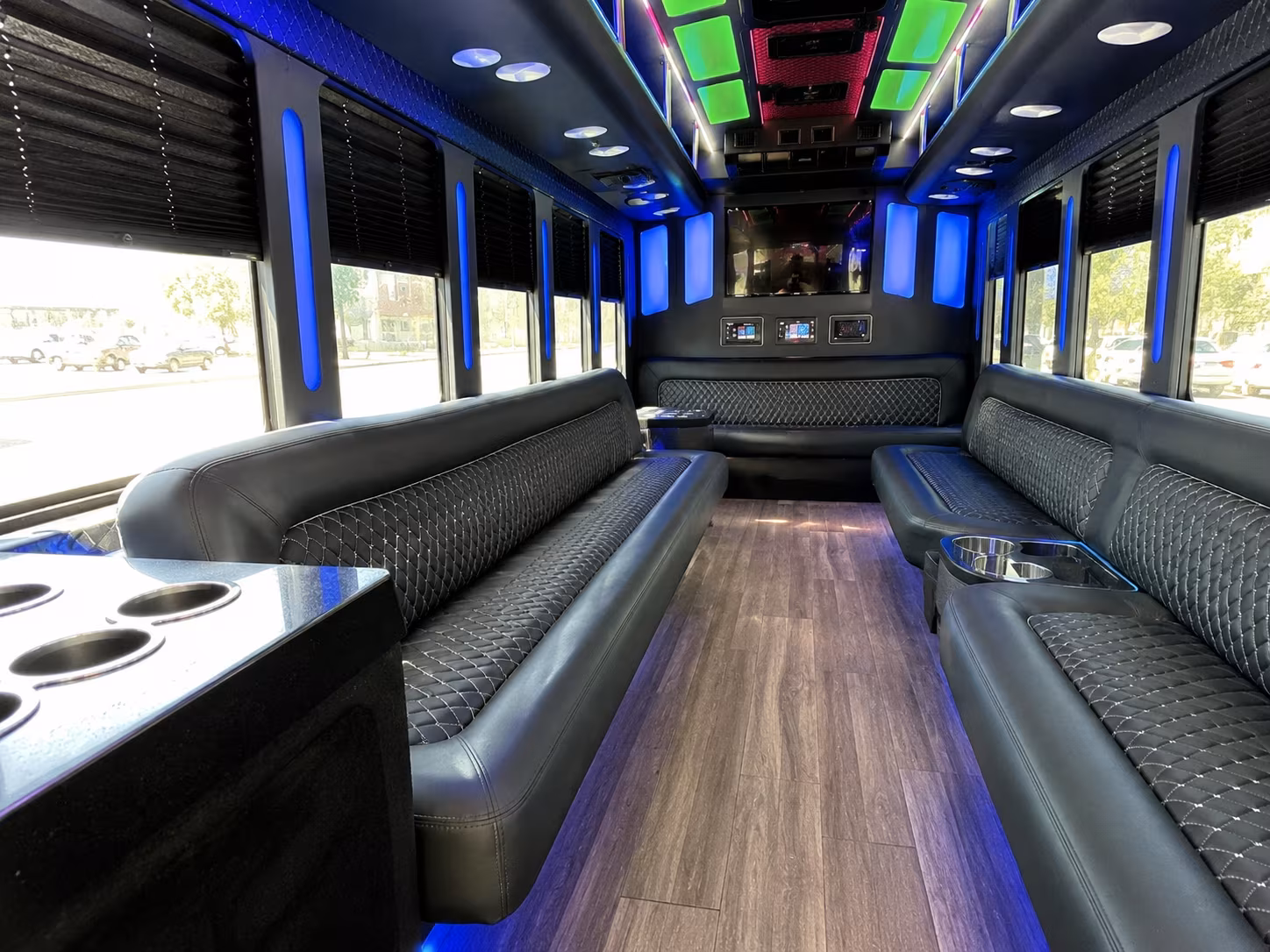 delano 15 passenger party bus inside