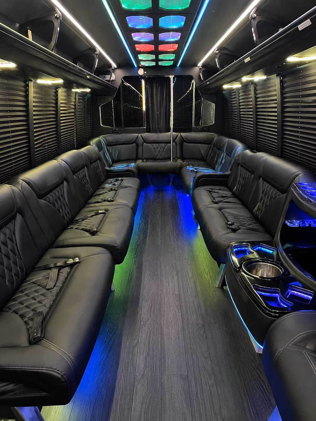 delano 20 passenger party bus interior