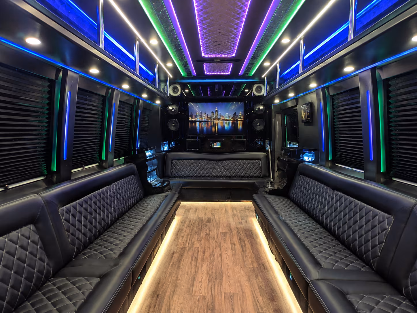delano 25 passenger party bus interior
