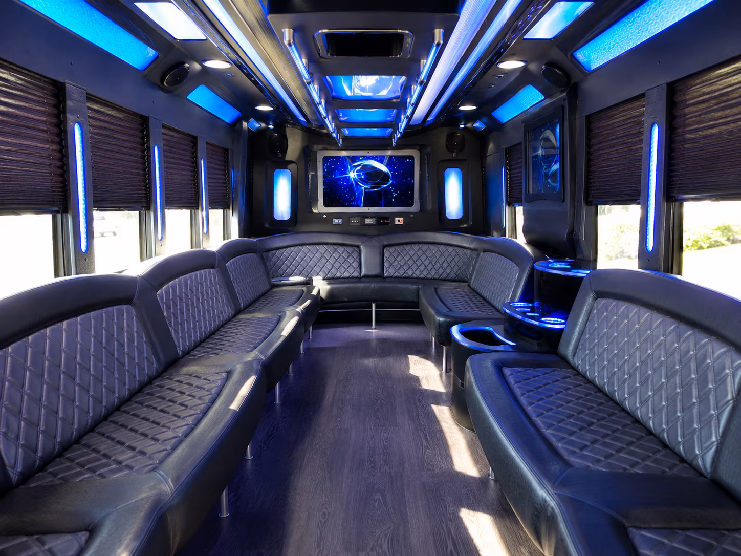 delano 28 passenger party bus inside