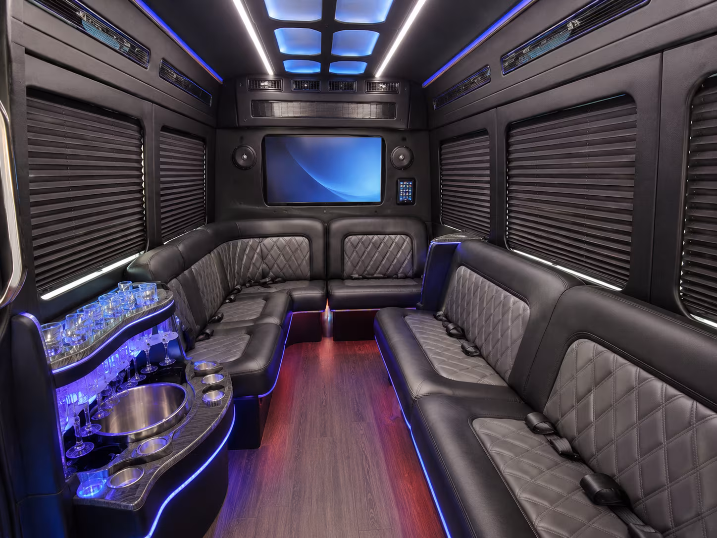 delano 30 passenger party bus inside