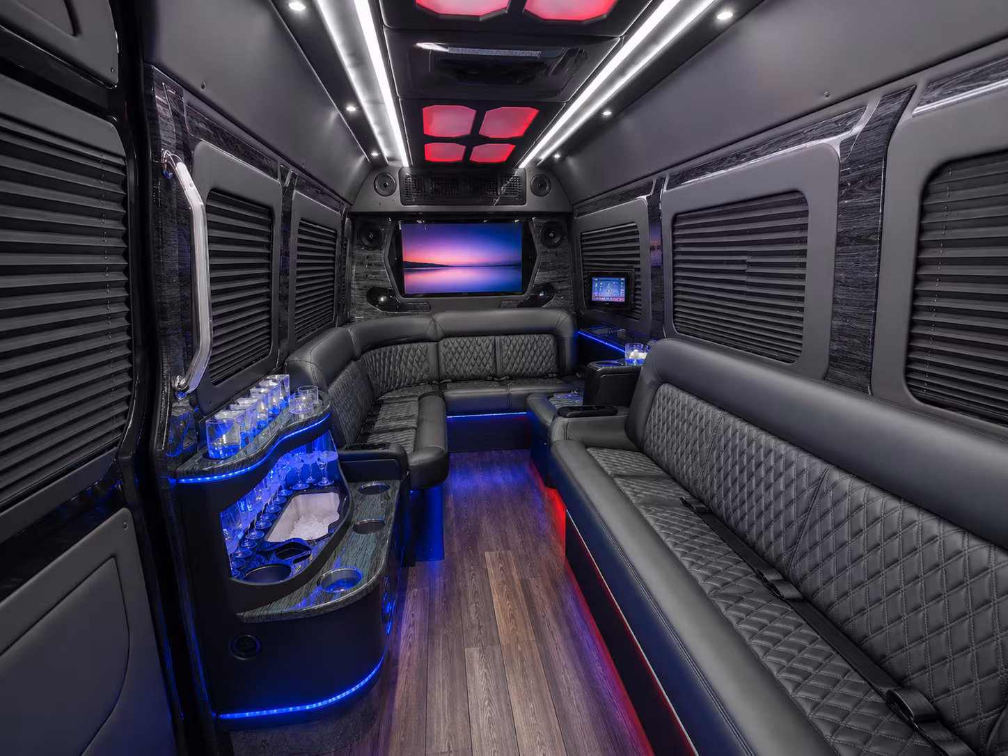 delano 50 passenger party bus inside