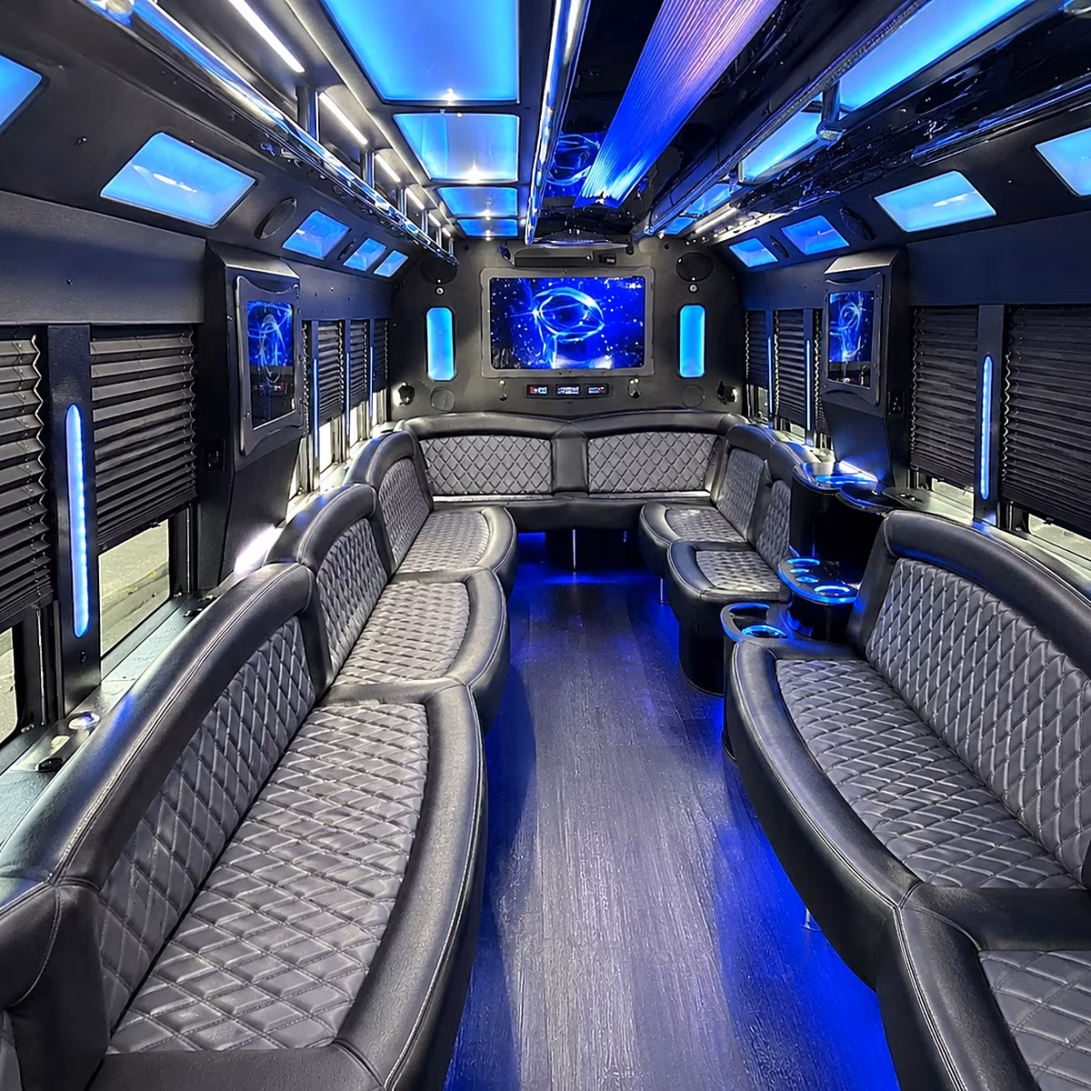 delano 50 passenger party bus interior
