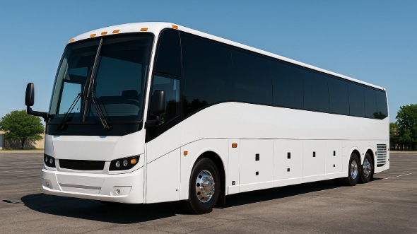 Exterior of Charter Bus Company Modesto's 55 Passenger Charter Bus in Modesto