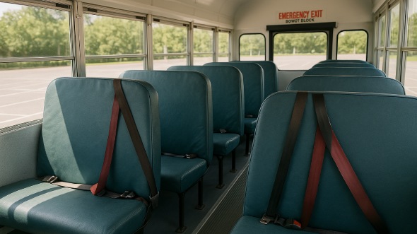 Interior of Charter Bus Company Modesto's School Bus in Modesto
