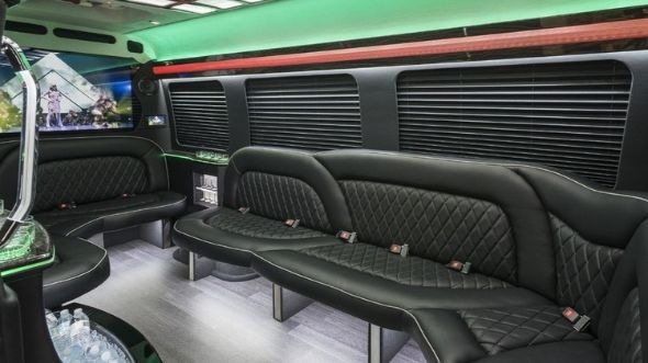 Interior of Charter Bus Company Modesto's Sprinter Limo in Modesto