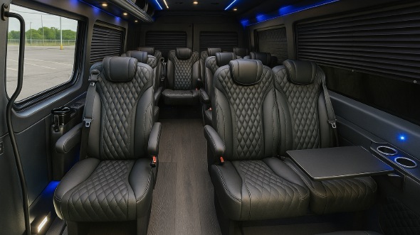 Interior of Charter Bus Company Modesto's Sprinter Van Rental With Driver in Modesto